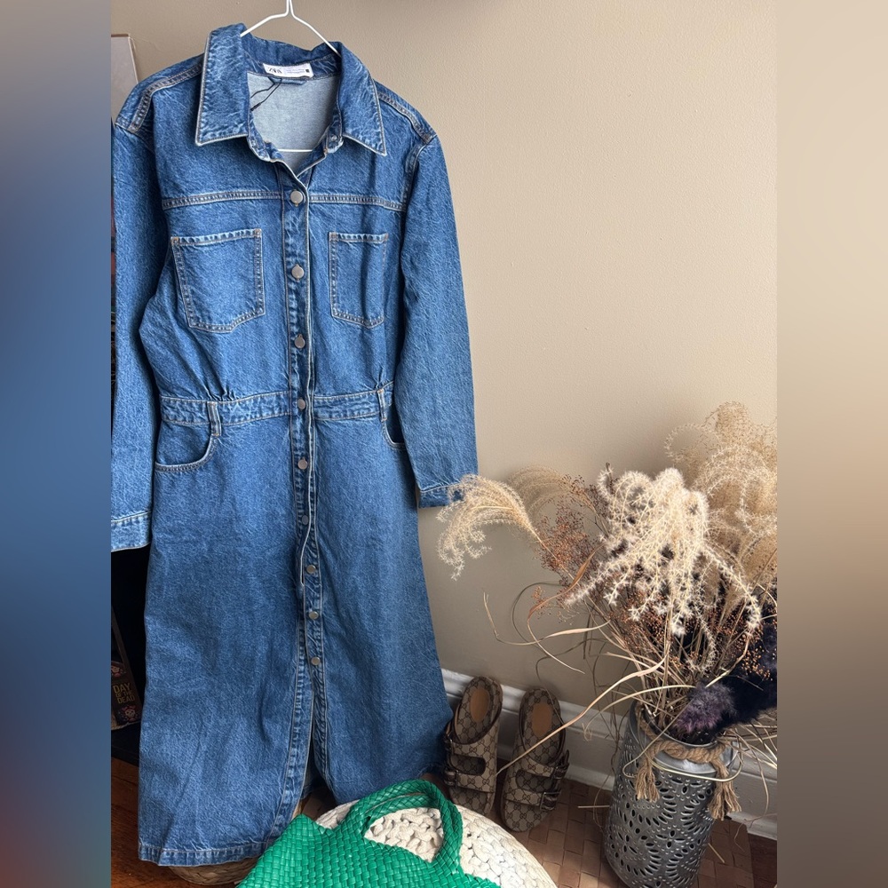 ZARA  NWT  Denim midi Dress - Picture 11 of 13